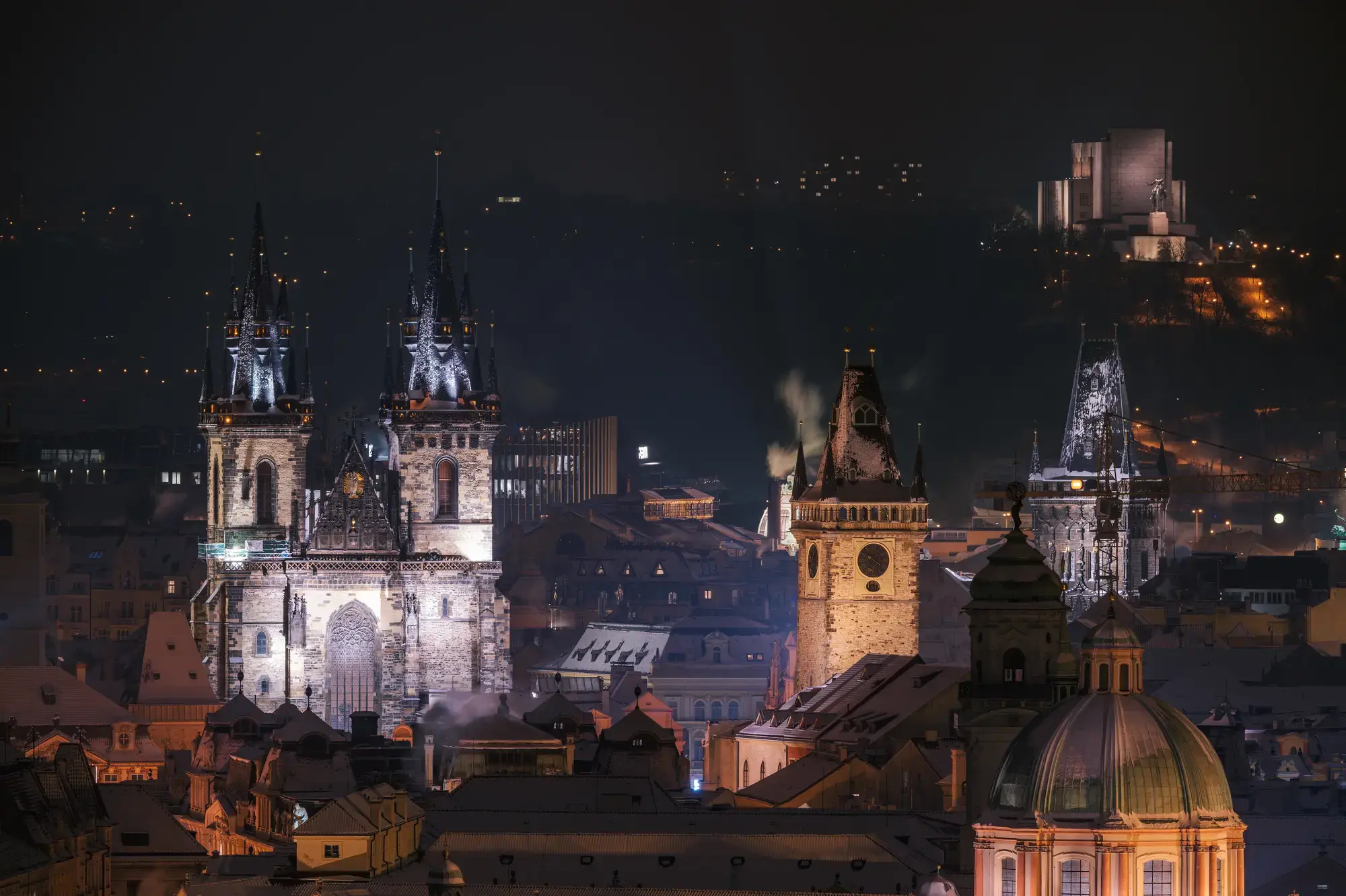 Prague skyline panorama in winter